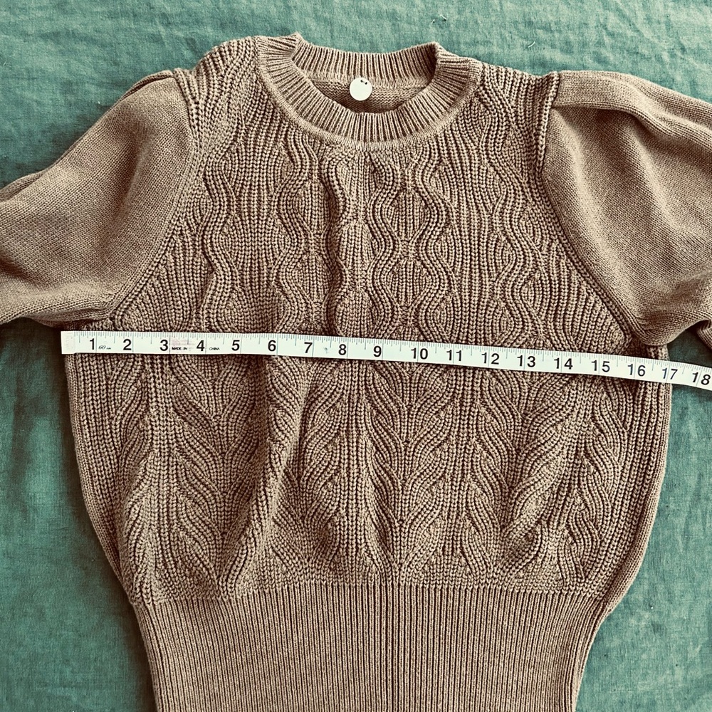 Margaret O'Leary Brown Knit Textured Puff-Sleeve Sweater - Picture 7 of 7